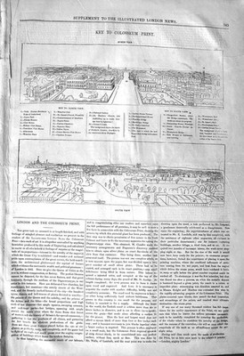 Alter antiker Druck 1842 Schlüssel London Kolosseum Waterloo Nelson Westminster 19.