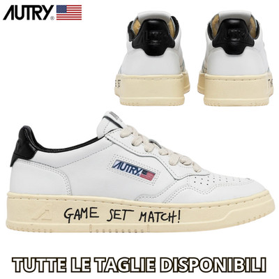Autry Medalist Low Game Set Match Sneaker Leder Weiß Schwarz Herren Damen EU 36-45