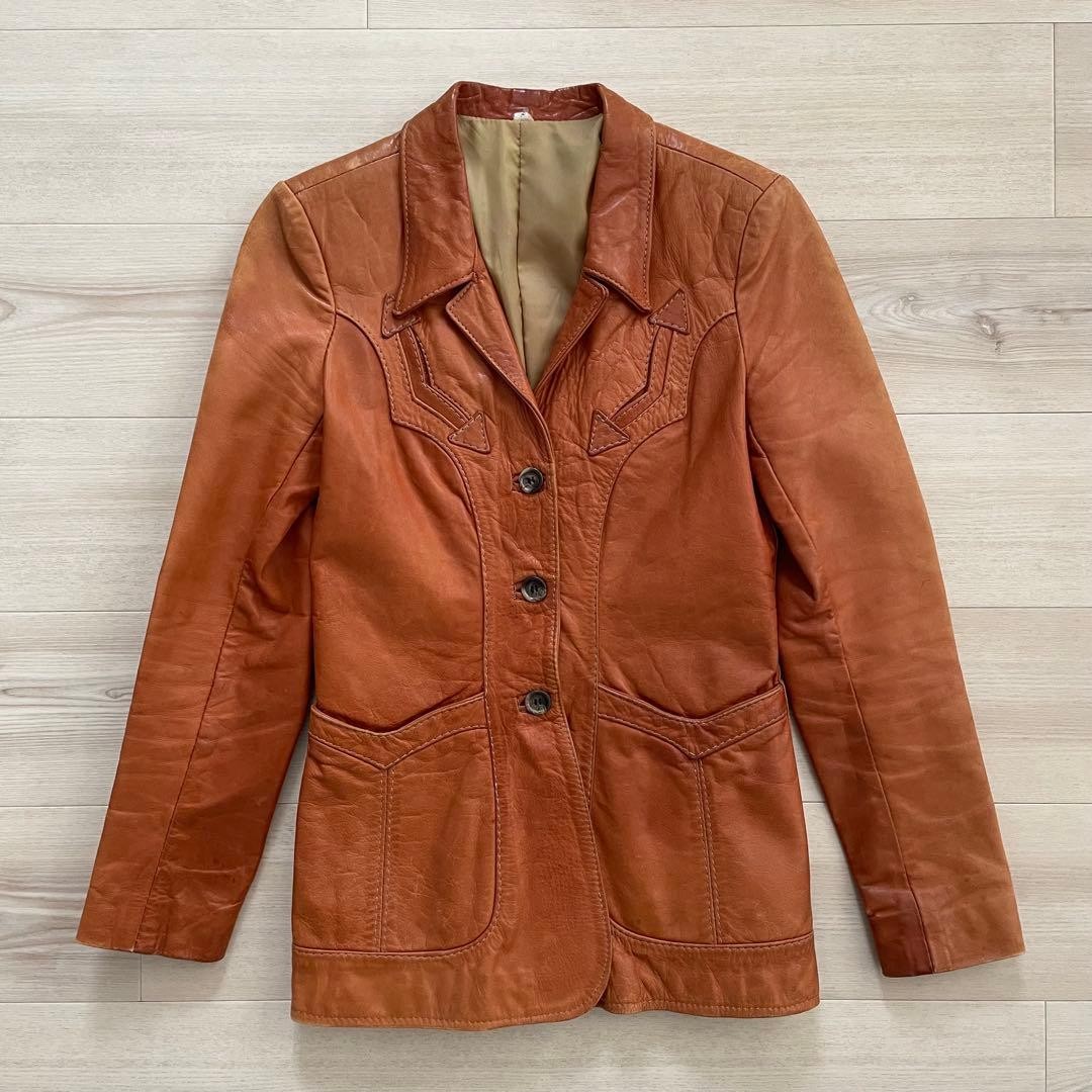 70s Vintage Gandalf Leather Jacket Brown Women's M