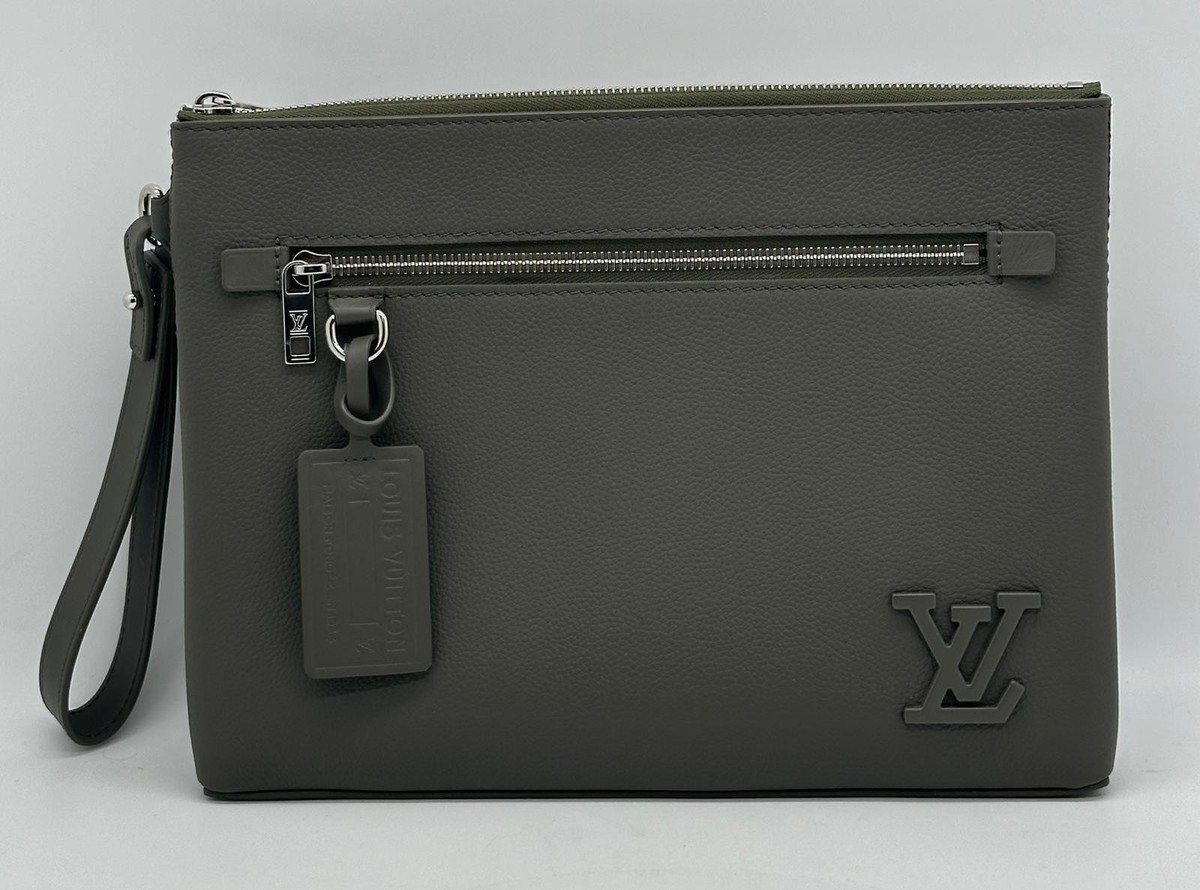 Louis Vuitton Takeoff Pouch Khaki Green Clutch Bag with Original