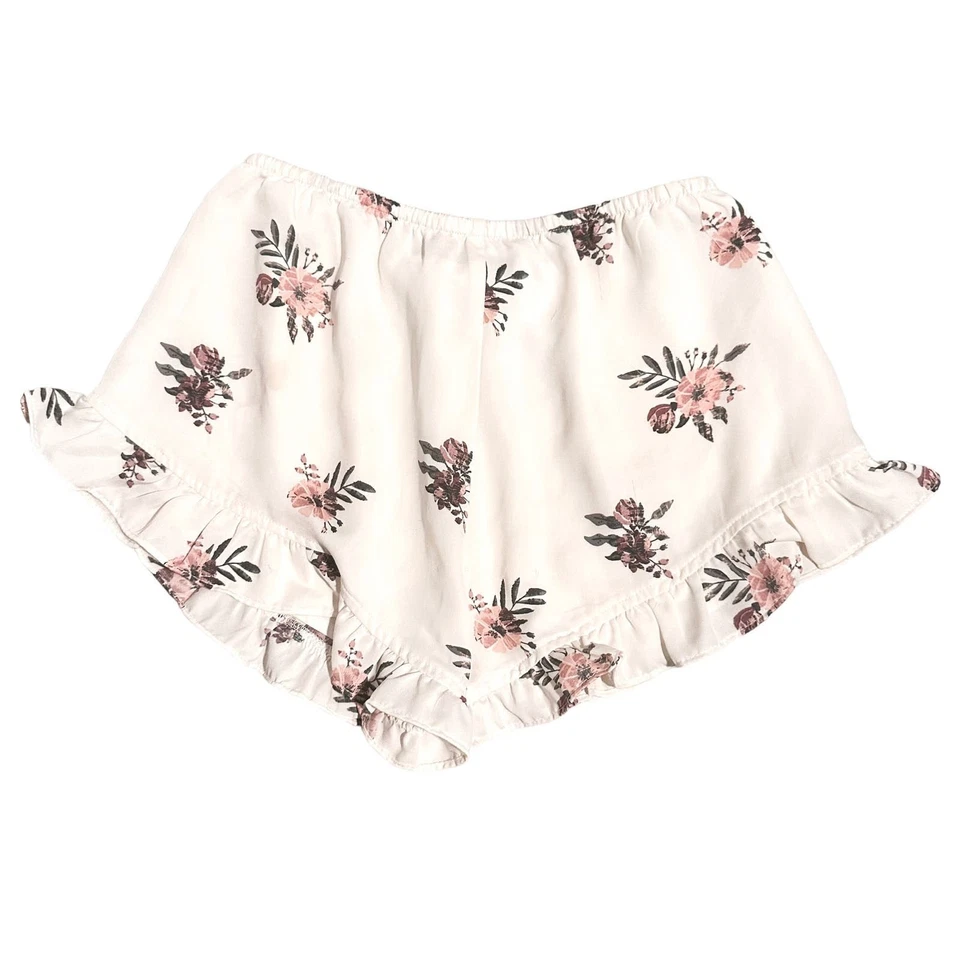 Shorts Coquette Honey Punch Pull On Básico Babado Floral Branco Rosa Feminino Pequeno - Imagem 2 de 4
