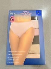 Felina Women's 6-Pack Pima Cotton Hi-Cut with Lace Trim Panties, Multicolor, L