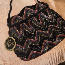 La Regale Handmade In Macau Beaded Sequin Clutch Evening Bag Vintage Multicolor