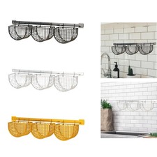 Cesta de montaje en pared soporte para patatas ahorro de espacio condimento estante cesta de almacenamiento para
