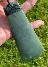 N JERRY NZ TRANSLUCENT INANGA POUNAMU  GREENSTONE JADE MAORI 4.2”HEI TOKI ADZE