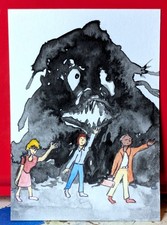 ACEO Original Weird Funny Monster watercolor art card painting by JLNoven