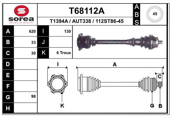 EAI Antriebswelle Vorne Rechts FüR VW Passat Variant 3B5 3B6 3B3 3B2 A4 Avant-image