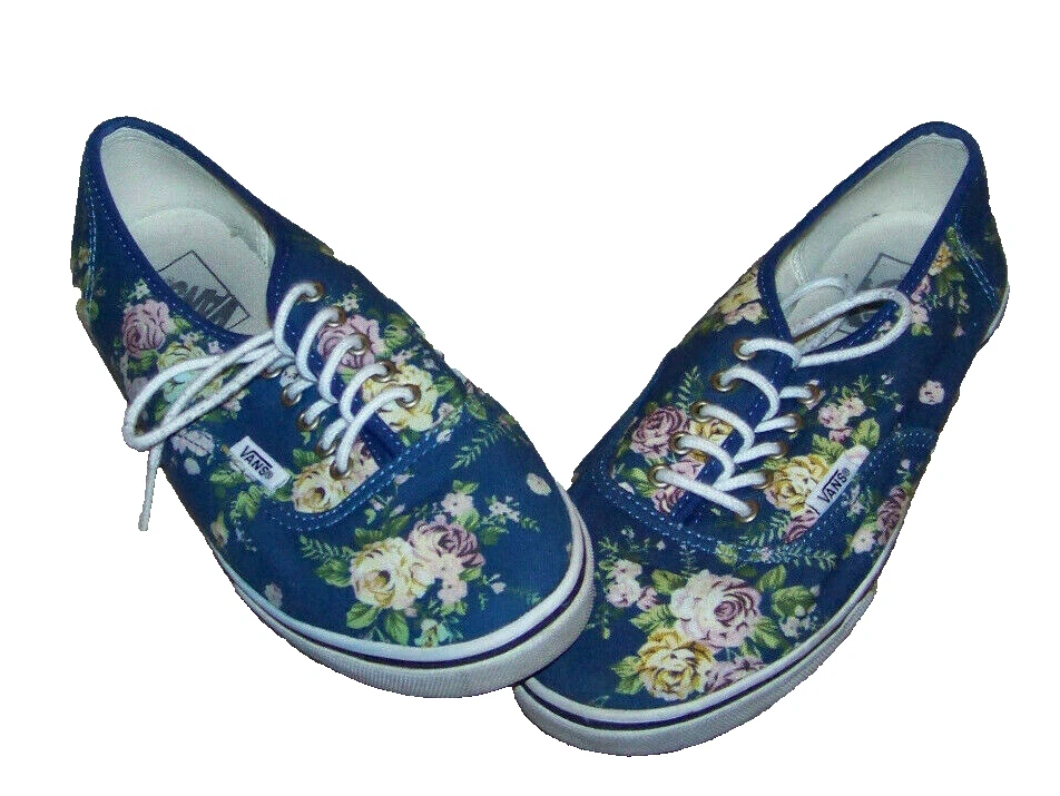 Scarpe sneakers VANS blu navy skate tela floreale donna taglia 7 uomo 5 5 stringate