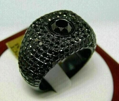 2Ct Round Cut Lab-Created Black Diamond Engagement Ring 14K Black Gold Plated - Picture 6 of 12