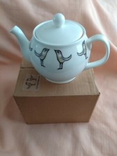 Katy Leigh Teapot Bone China 'Love Birds' White England Designer HTF BNIB NEW UK