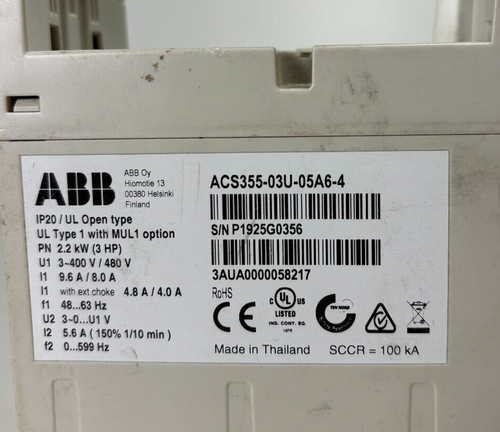 Lot of 2 ABB ACS355 Variable Frequency Drive 2.2 kW 5.6 A 380-480V AC 3-Phase - Picture 6 of 10