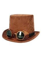 Brauner Zylinder Mit Brille - Elegantes Steampunk-Accessoire