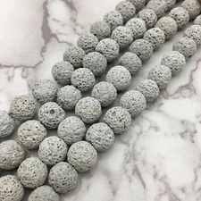 Light Gray Lava Rock Stone Beads 6mm 8mm 10mm 15.5" Strand