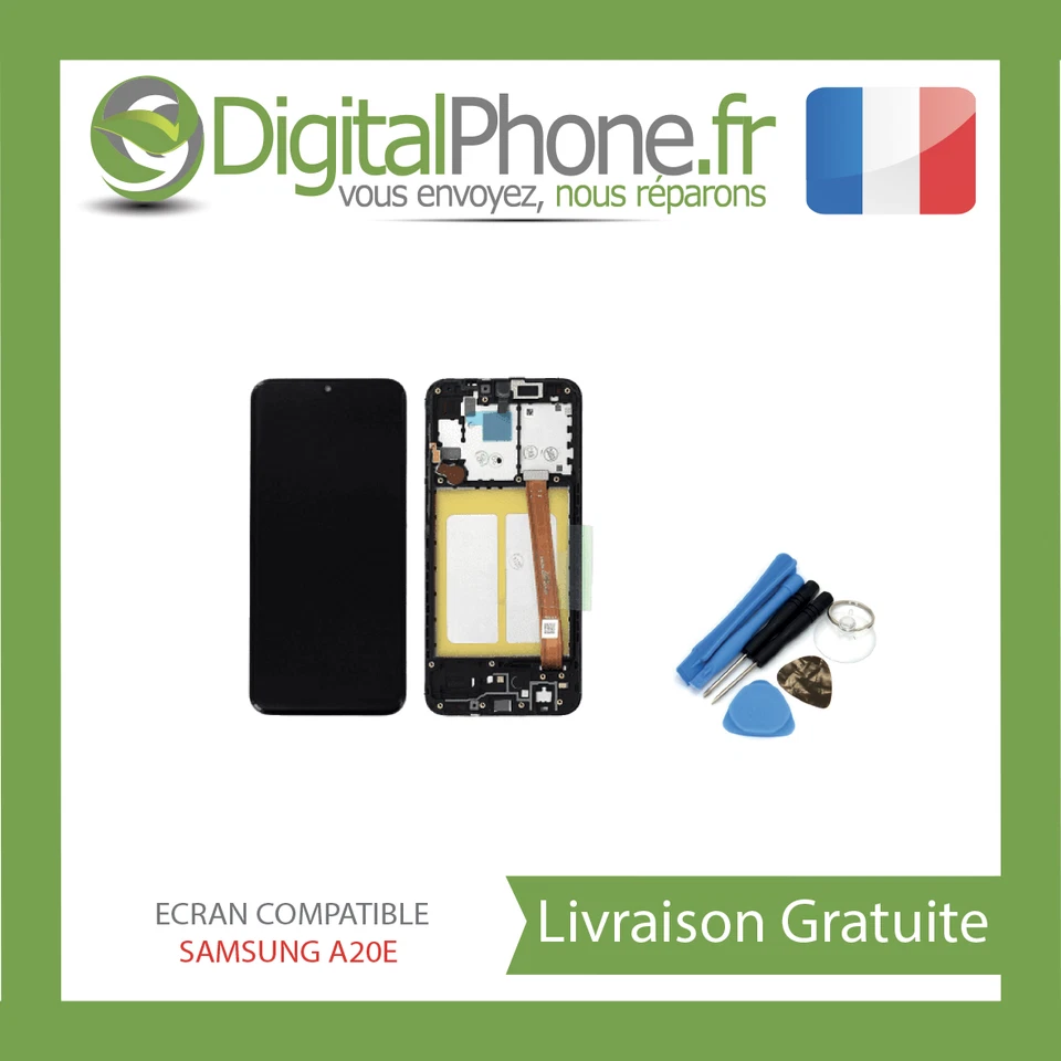 ECRAN LCD INCELL COMPATIBLE SAMSUNG A20E (A202F) AVEC CHASSIS + OUTILS -TVA-