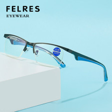 Metal Half Frame Anti-blue Light Reading Glasses For Men Square Sport Glasses