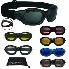 Motorcycle Goggles w/ Adjustable Strap Ski Snowboard Sky Diving Yellow Rose HD