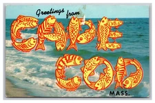 Cape Cod Beach MA Massachusetts Greetings From  Postcard Posted 1966