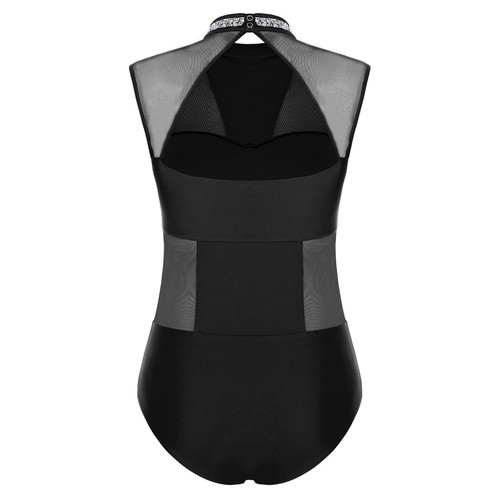 Womens Jumpsuit Stretchy Bodysuit Ballet Dancwear Lyrical Patchwork Modern Mesh - Bild 61 von 92