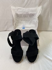 DREAM PAIRS Women Summer Wedge Sandals Open Toe Elastic Ankle Strap Black 6.5