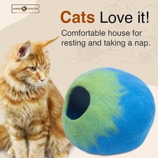 Felt Cat House Cat Cave , Handmade 100  New Zealand Merino Wool, Cat Den