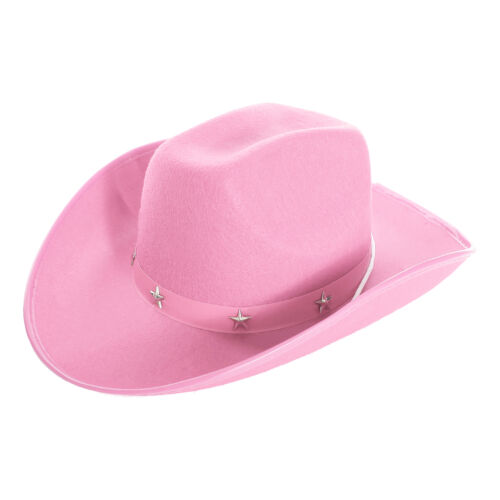 PINK STAR STUDDED COWBOY HAT WILD WESTERN FANCY DRESS COSTUME ACCESSORY COWGIRL - Picture 1 of 7
