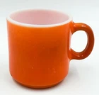Vintage Cup 1960's Milk Glass Orange Textured Coffee Mug Mid Century Modern