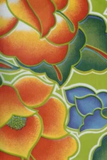 Oilcloth Fabric Exotic Tehuana Green Pattern Sold in Yard or Bolt