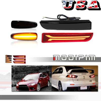 Amber Side Marker & Red Tail Brake Turn Signal Lights For Mitsubishi Lancer EVO