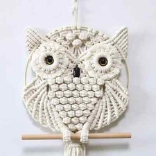 Owl Macrame Wall Hanging Handmade Woven Tapestry Boho Art Home Decor Tassel Gift