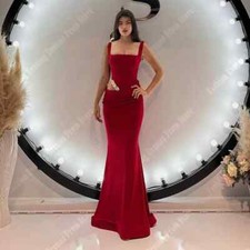 Elegant Mermaid Party Dresses Square Neck Sleeveless Ruched Satin Evening Gowns