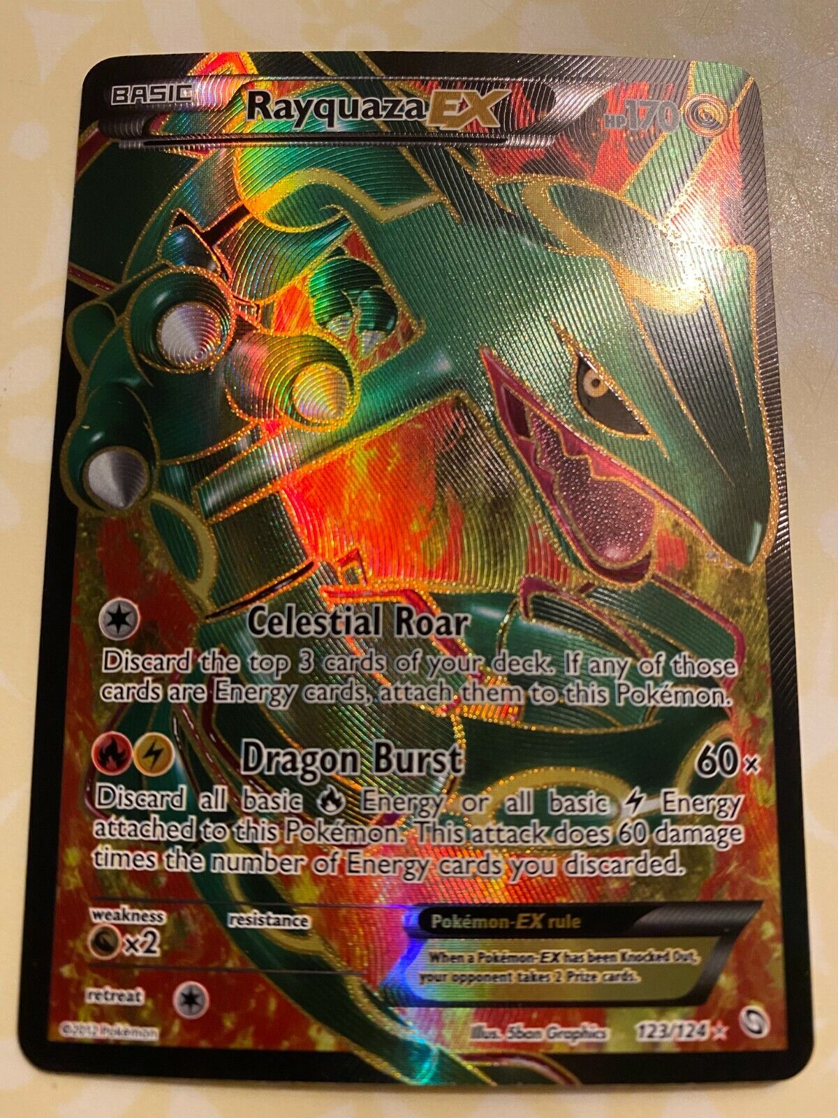 pokemon rayquaza 128/124 Dragons Exalted Ultra Rare Holo Shiny Pokemon Card