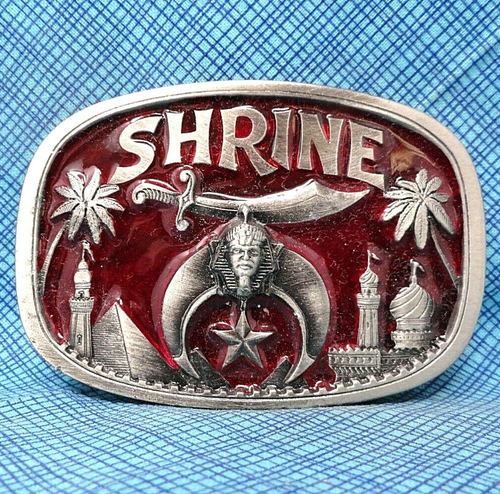 Shriner Belt Buckle Scimitar Crescent Star of the Mystic Shrine Vtg 80s .CPA385 - Picture 2 of 7