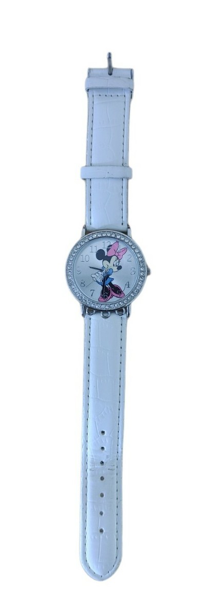 Disney Minnie Mouse Watch with White Strap Disney Adult Size White Strap Mickey Mouse w/ Moving Arms  main image 2
