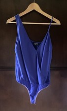 Bebe Size Medium Tank Bodysuit Dressy Blue Womens MSRP 69 NWT New