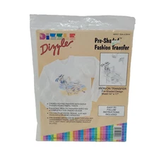 Vintage Dizzle Pre-Shaded Iron On  Transfers Seashells and Kids At Shore #50057