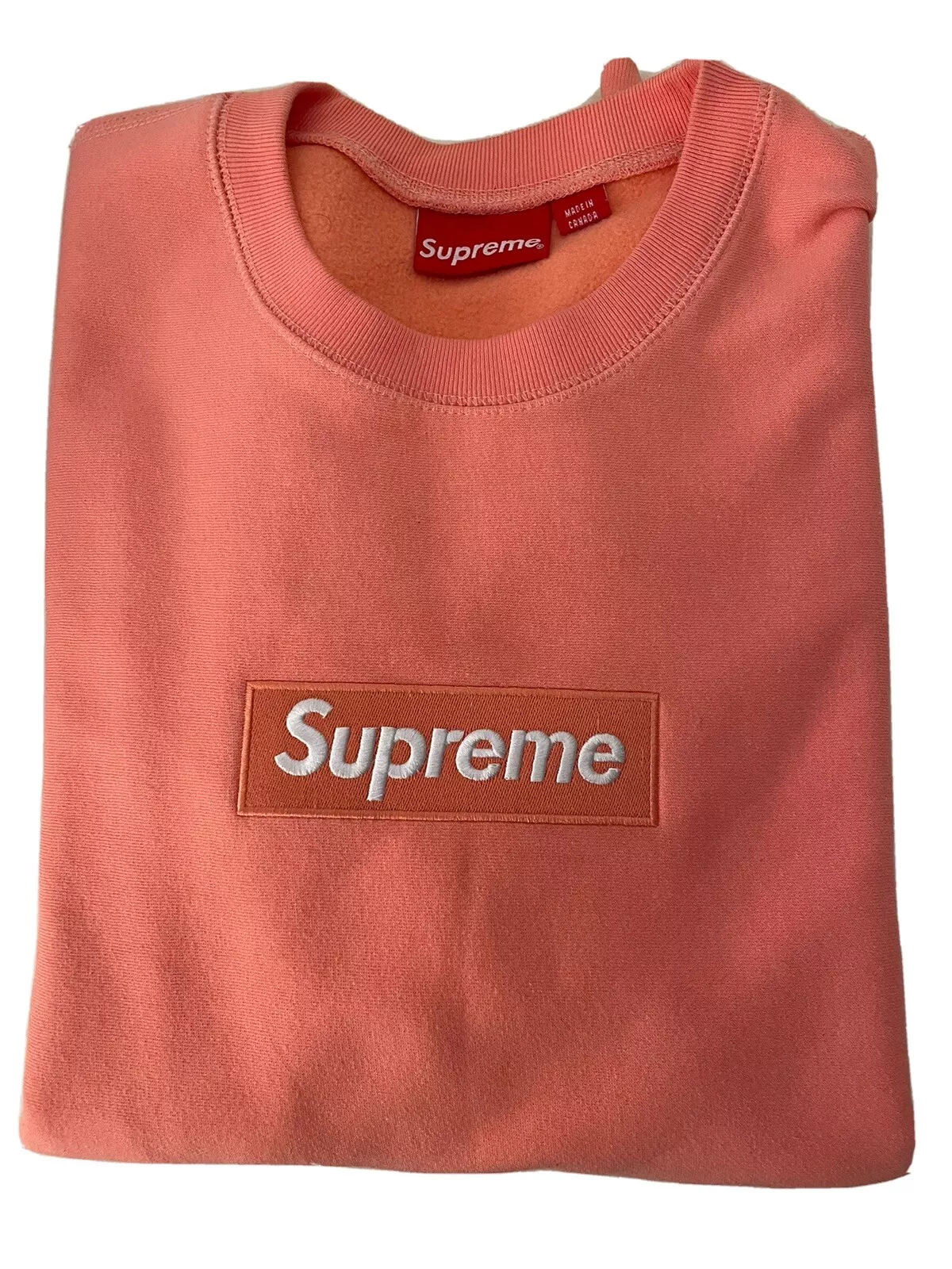 Sweat shirt Supreme Box Logo Crewneck rose fluorescent FW18 taille moyenne