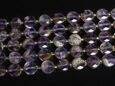 Natural Amethyst Cacoxenite Quartz Beads AAA Faceted Coin 8MM 10MM Loose Beads