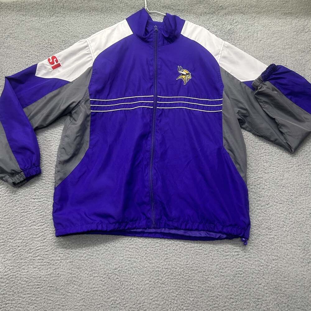 Minnesota Vikings Jacket Men Large   Reebok NFL Windbreaker Coat