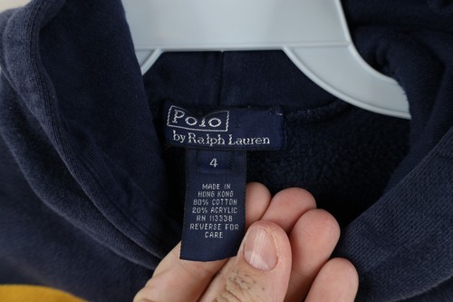 Vintage 90s Ralph Lauren Toddler 4T Faded Striped Rugby Hoodie Sweatshirt - Picture 11 of 15