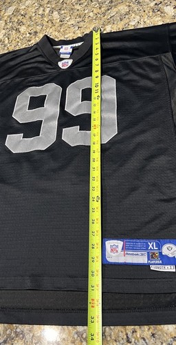 Warren Sapp Oakland Raiders Jersey Reebok XL +2 Length Black Stitched Authentic - Picture 20 of 23