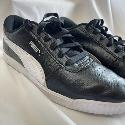 Puma Women's Carina Leather Sneaker  Black & White Size 9.5  370548-01 Rubber