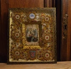 Antique French reliquary relic paperolles Convent Nun's work with 6 relics