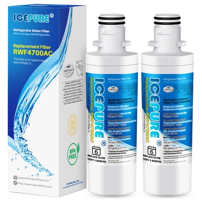 ICEPURE RWF4700AC Refrigerator Water Filter Replacement for LG Kenmore 2 Pack