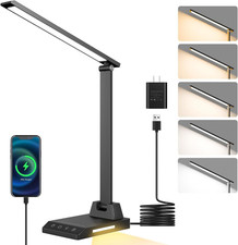 ShineTech LED Desk Lamp with USB-C Charging Port, Dimmable Black