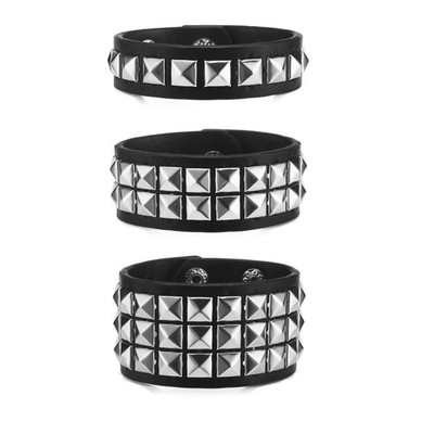 Punk Besetztes Armband, 3 Stück Nieten Armband Leder Nieten Punk Armreif Vers...