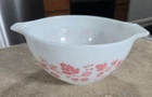 Vintage Pyrex Cinderella Mixing Bowl Gooseberry Pink White #441 1 1/2 pints