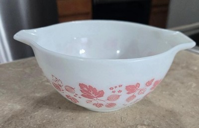 Vintage Pyrex Cinderella Mixing Bowl Gooseberry Pink White #441 1 1/2 pints