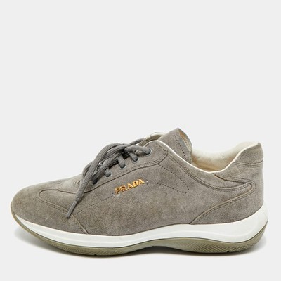 Prada Sport Size 36.5 Grey Suede Low Top Sneakers