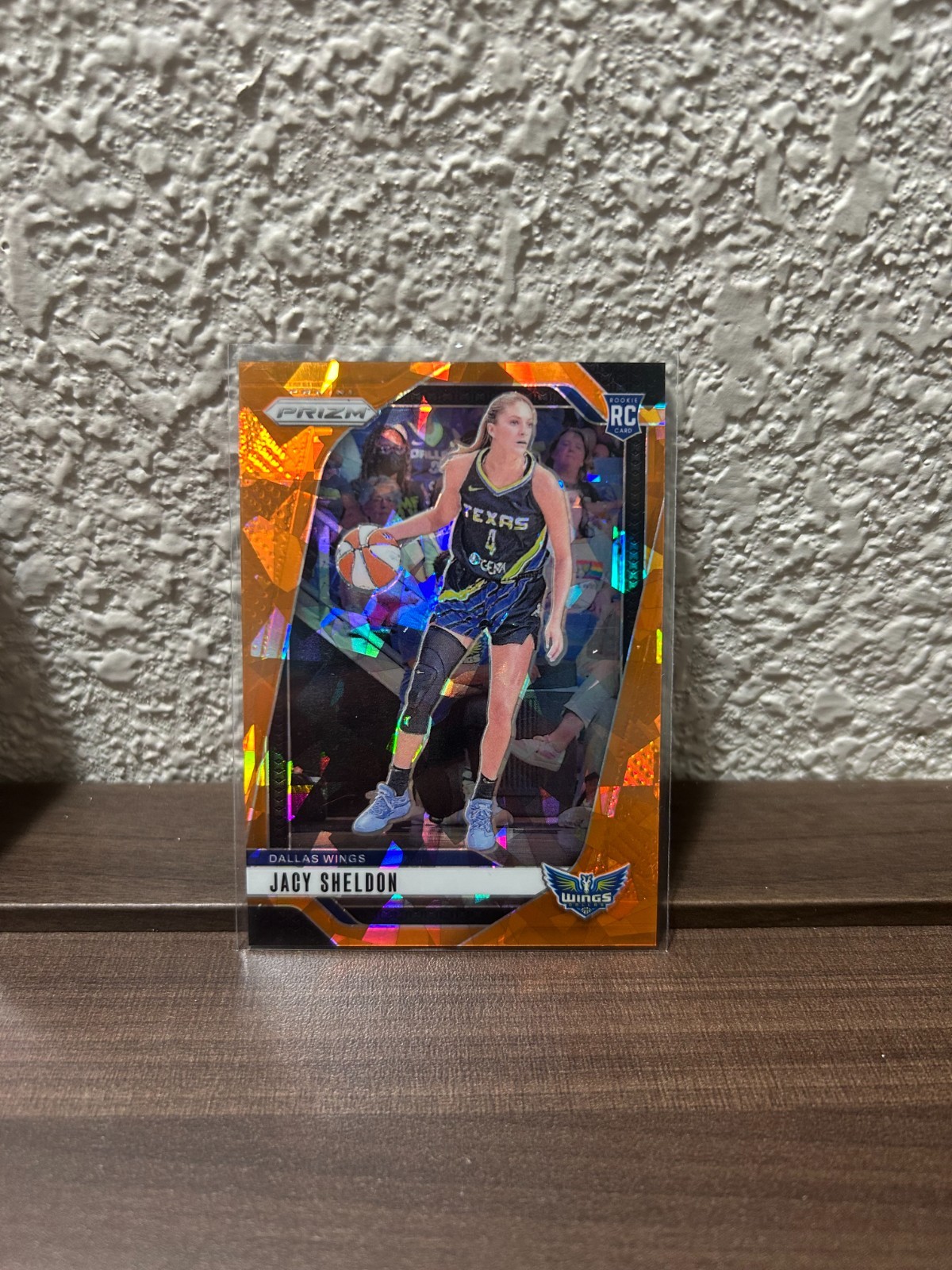 2024 WNBA Prizm Jacy Sheldon Rookie Orange Ice Parallel Card #4 Dallas Wings
