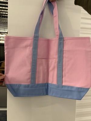Pink Blue XL Tote Bag for Women with Contrast Trim Double Handles Casual Solid